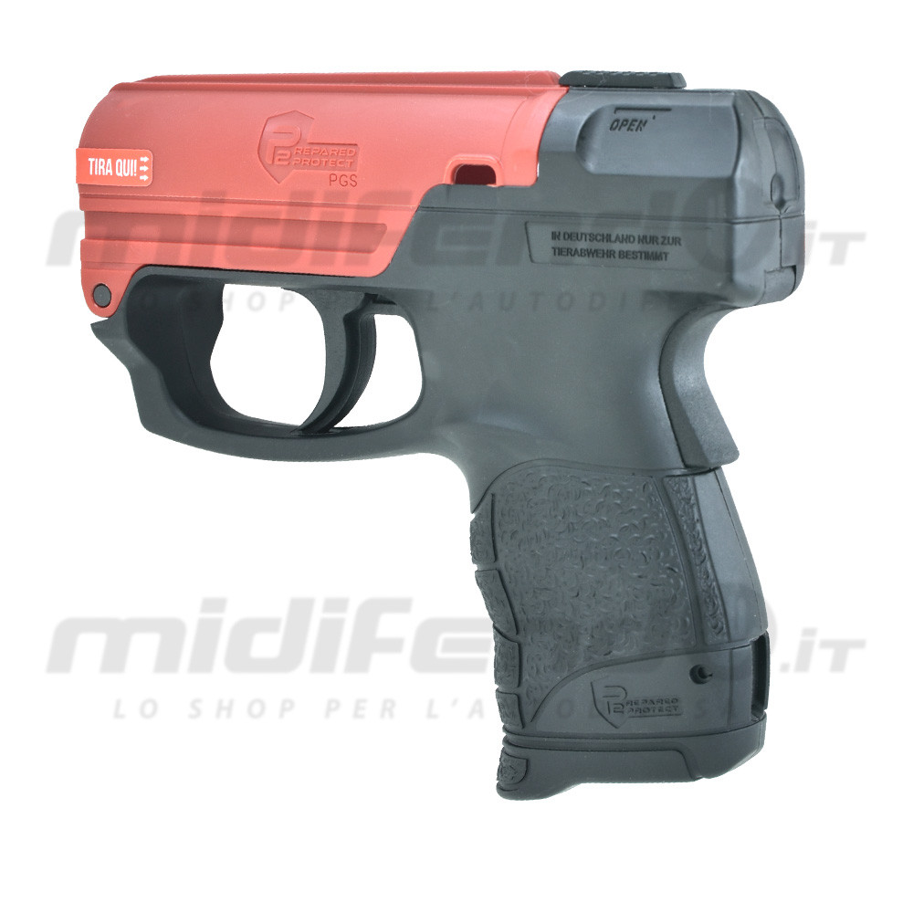 Pistola spray al peperoncino Walther PDP 11ml nera e rossa, impugnatura antiscivolo, vista laterale destra