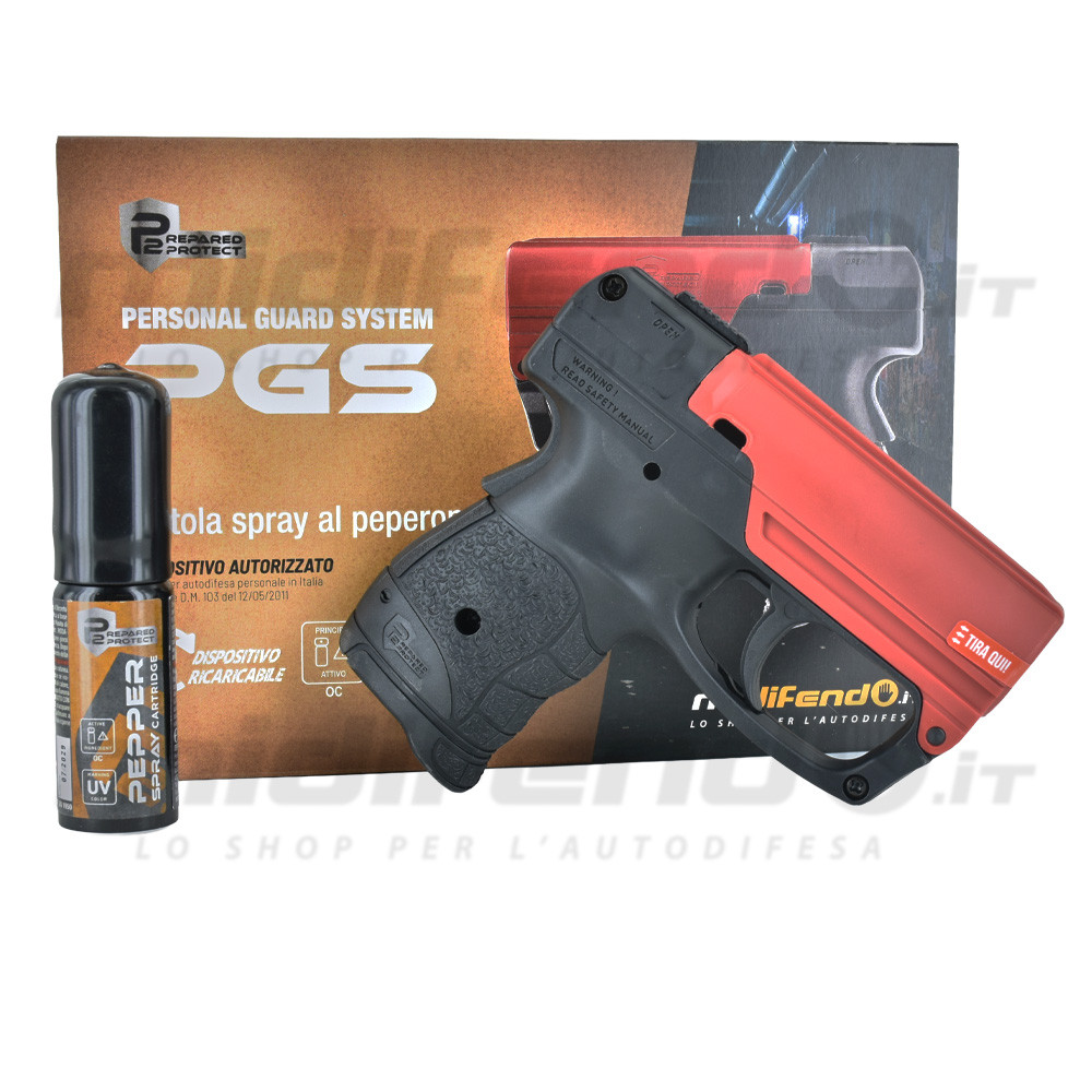 Pistola spray al peperoncino Umarex Walther PGS nera rossa con ricarica, confezione e manuale inclusi