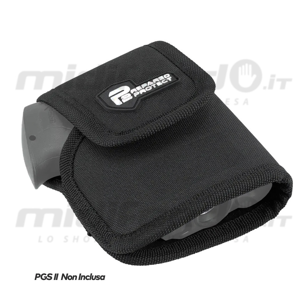 Fondina nera in tessuto Cordura per pistola UMAREX PGS 2, chiusura velcro, attacco cintura, design compatto